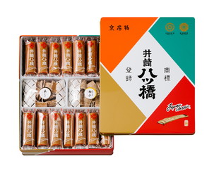 井筒八ッ橋 化粧缶詰合せ (120枚(3枚×40袋)、衣かけ100g、水尾の柚子100g)